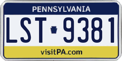 PA license plate LST9381