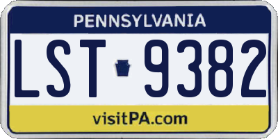 PA license plate LST9382