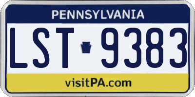 PA license plate LST9383