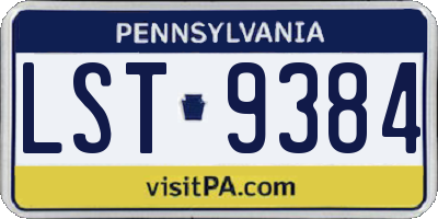 PA license plate LST9384