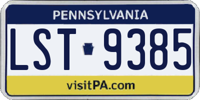 PA license plate LST9385