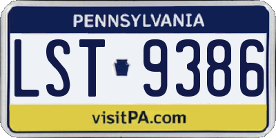 PA license plate LST9386