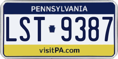PA license plate LST9387