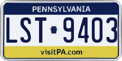 PA license plate LST9403