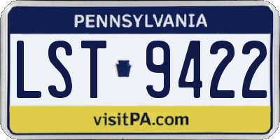 PA license plate LST9422