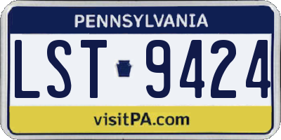 PA license plate LST9424