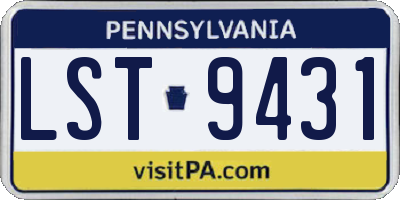 PA license plate LST9431