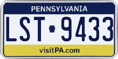 PA license plate LST9433