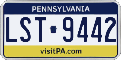 PA license plate LST9442