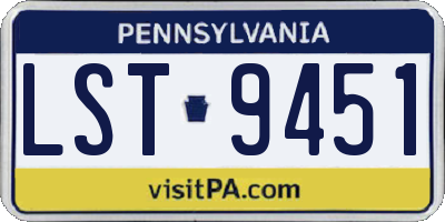 PA license plate LST9451