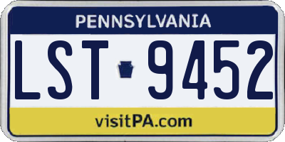PA license plate LST9452