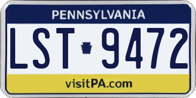 PA license plate LST9472