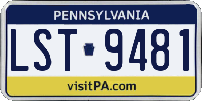 PA license plate LST9481