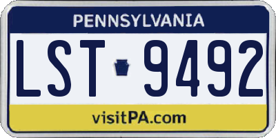 PA license plate LST9492