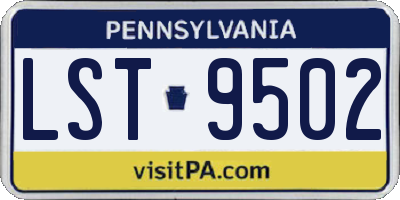 PA license plate LST9502