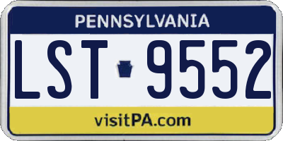 PA license plate LST9552