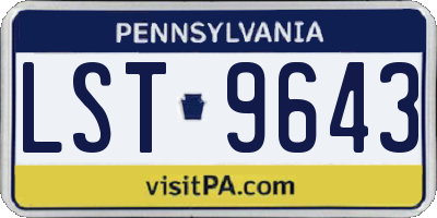 PA license plate LST9643