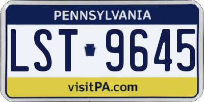 PA license plate LST9645