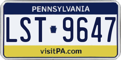 PA license plate LST9647