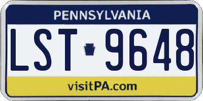 PA license plate LST9648