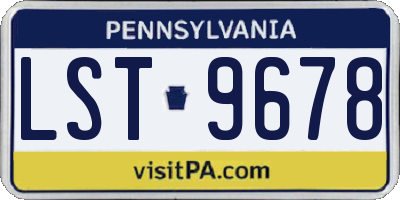 PA license plate LST9678