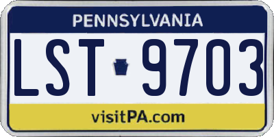 PA license plate LST9703