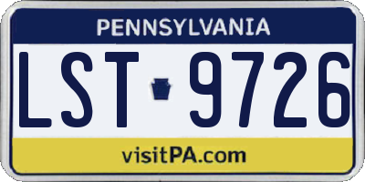 PA license plate LST9726