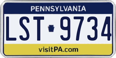 PA license plate LST9734