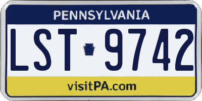 PA license plate LST9742