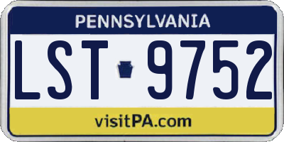 PA license plate LST9752