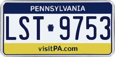 PA license plate LST9753