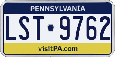 PA license plate LST9762
