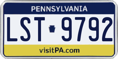 PA license plate LST9792