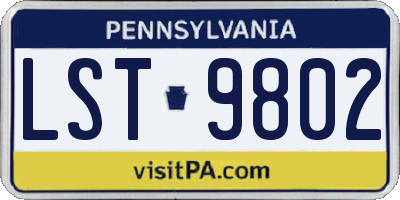 PA license plate LST9802