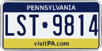 PA license plate LST9814