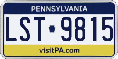 PA license plate LST9815