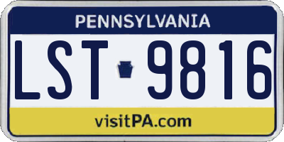 PA license plate LST9816