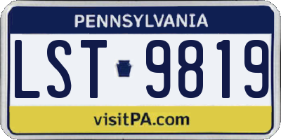 PA license plate LST9819