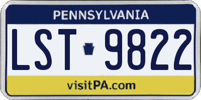 PA license plate LST9822