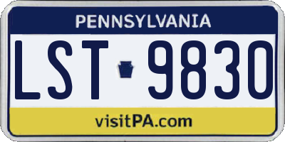PA license plate LST9830