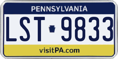 PA license plate LST9833