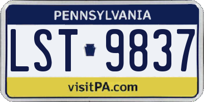 PA license plate LST9837