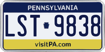 PA license plate LST9838