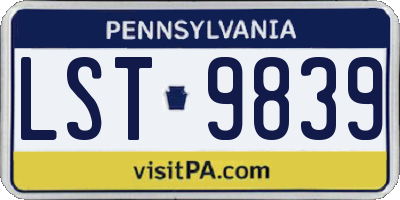 PA license plate LST9839