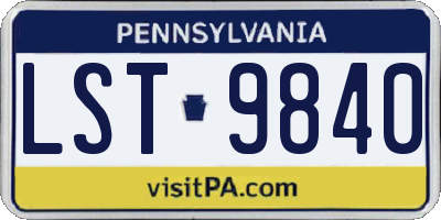 PA license plate LST9840