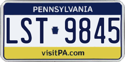 PA license plate LST9845