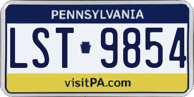 PA license plate LST9854