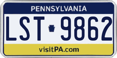 PA license plate LST9862