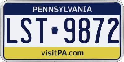 PA license plate LST9872