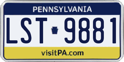 PA license plate LST9881